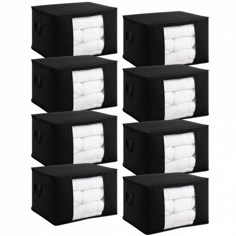 Lot de 8 sacs de rangement 90L en tissu - Noir