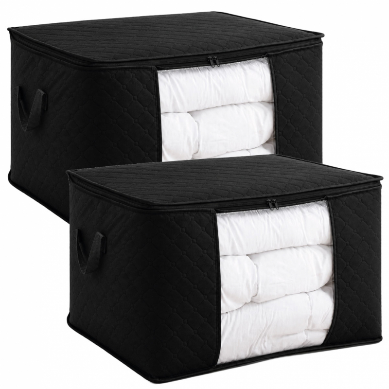 Lot de 2 sacs de rangement 90L en tissu - Noir