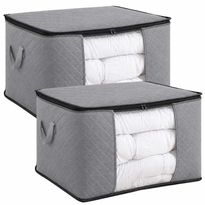 Lot de 2 sacs de rangement 90L en tissu - Gris