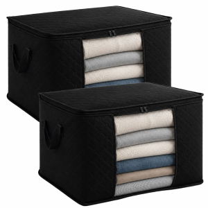 Lot de 2 sacs de rangement 60L en tissu - Noir