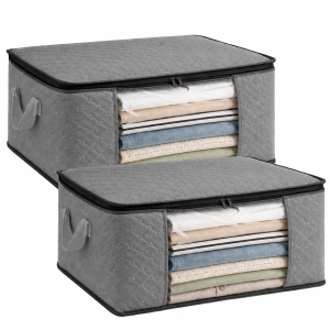 Lot de 2 sacs de rangement 35L en tissu - Gris