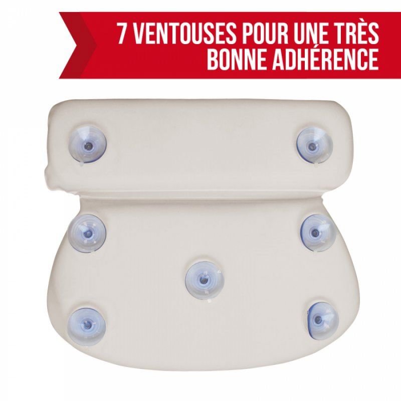 Oreiller de bain avec ventouses - Blanc