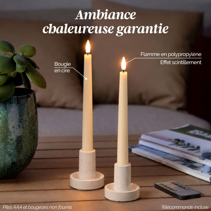 Lot de 6 bougies chandelier à LED - Cire