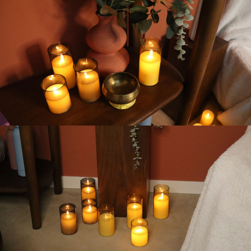 Lot de 3 bougies à LED effet verre - Transparent