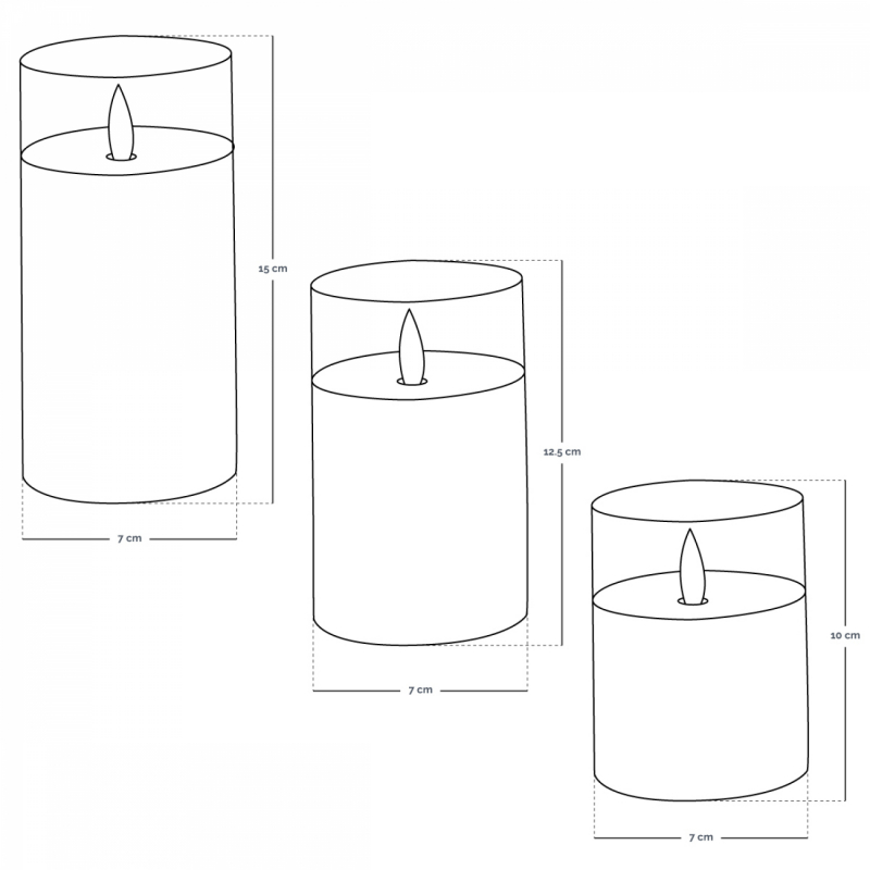 Lot de 3 bougies à LED effet verre - Transparent