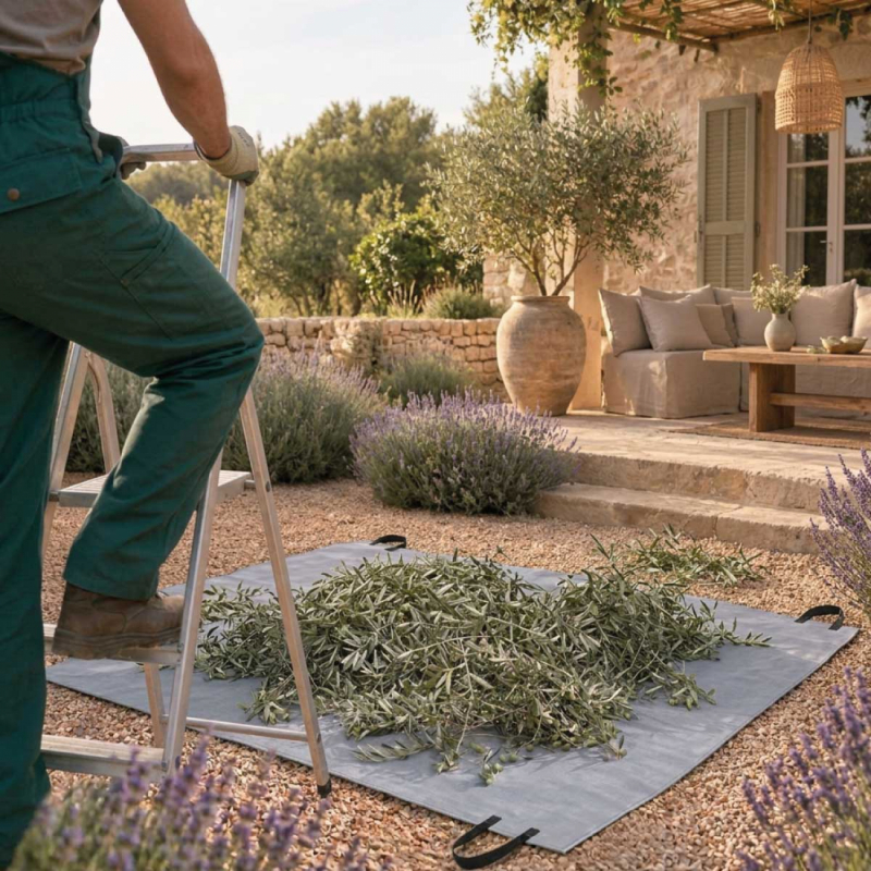 Bâche de ramassage des déchets verts - 2 x 2 m - Gris