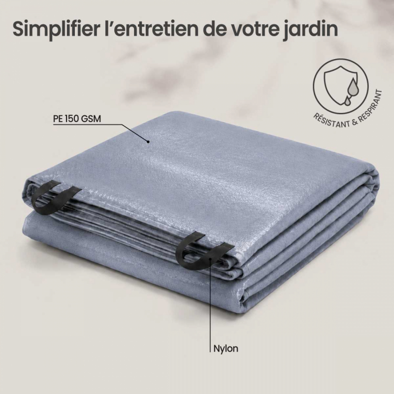 Bâche de ramassage des déchets verts - 2 x 2 m - Gris