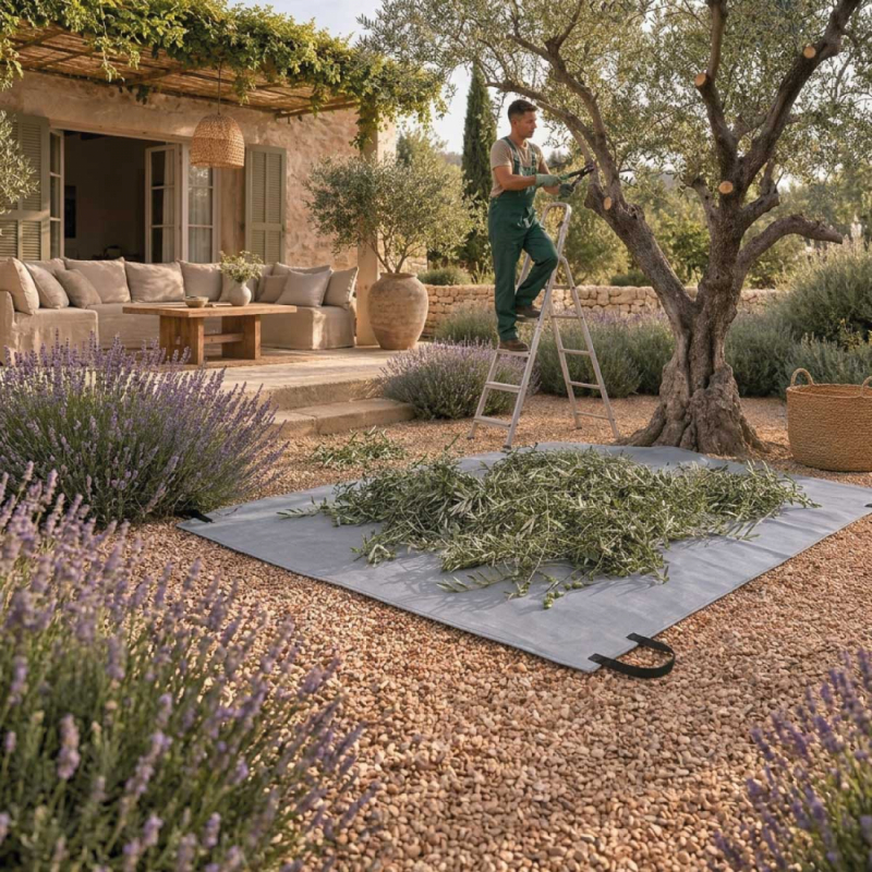 Bâche de ramassage des déchets verts - 2 x 2 m - Gris