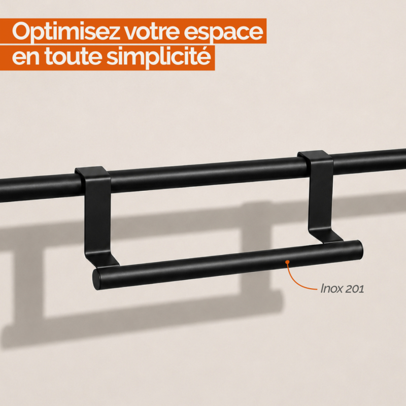 Porte serviette à suspendre - 36 cm - Noir