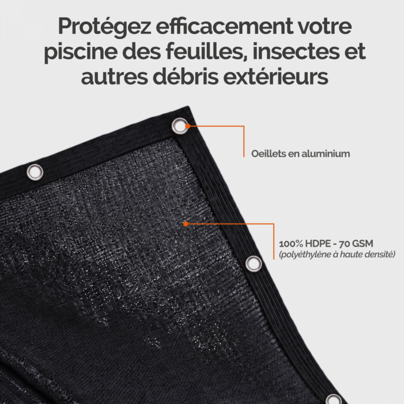 Filet de protection pour piscine - 4 x 9 m - Noir