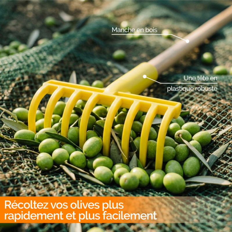 Peigne à olives 9 dents - 77 cm - Jaune
