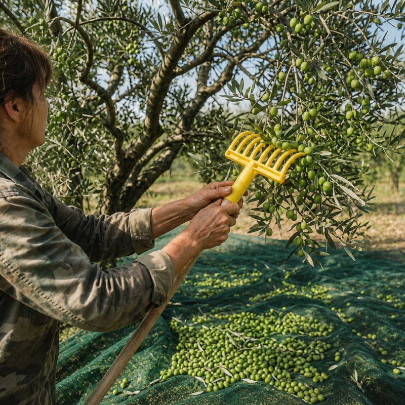 Peigne à olives 9 dents - 77 cm - Jaune