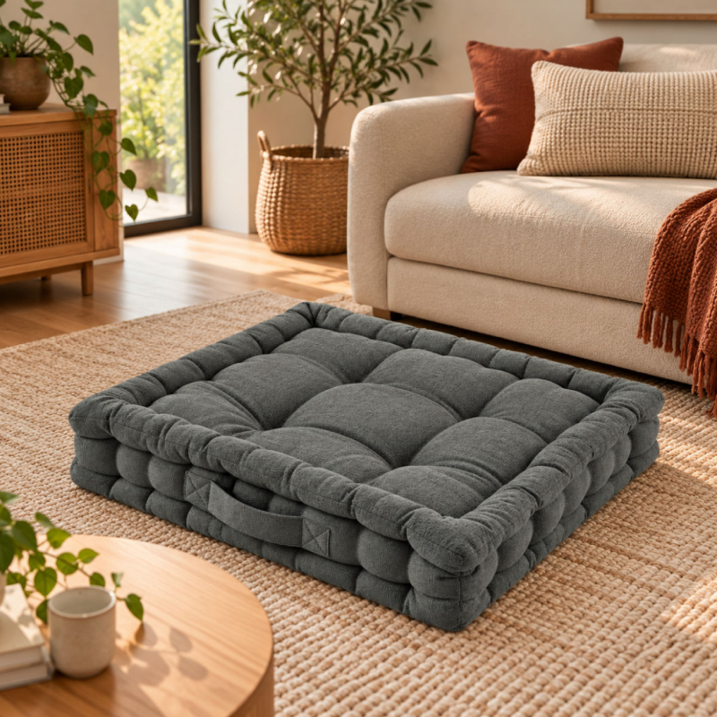 Coussin de sol - 45 x 45 cm - Gris foncé