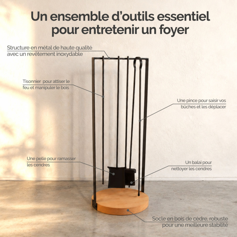 Serviteur de cheminée - Ensemble 4 pièces