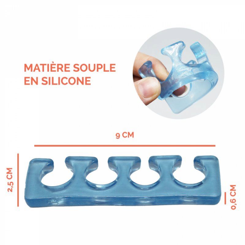 Paire de séparateurs d'orteils en silicone - Bleu