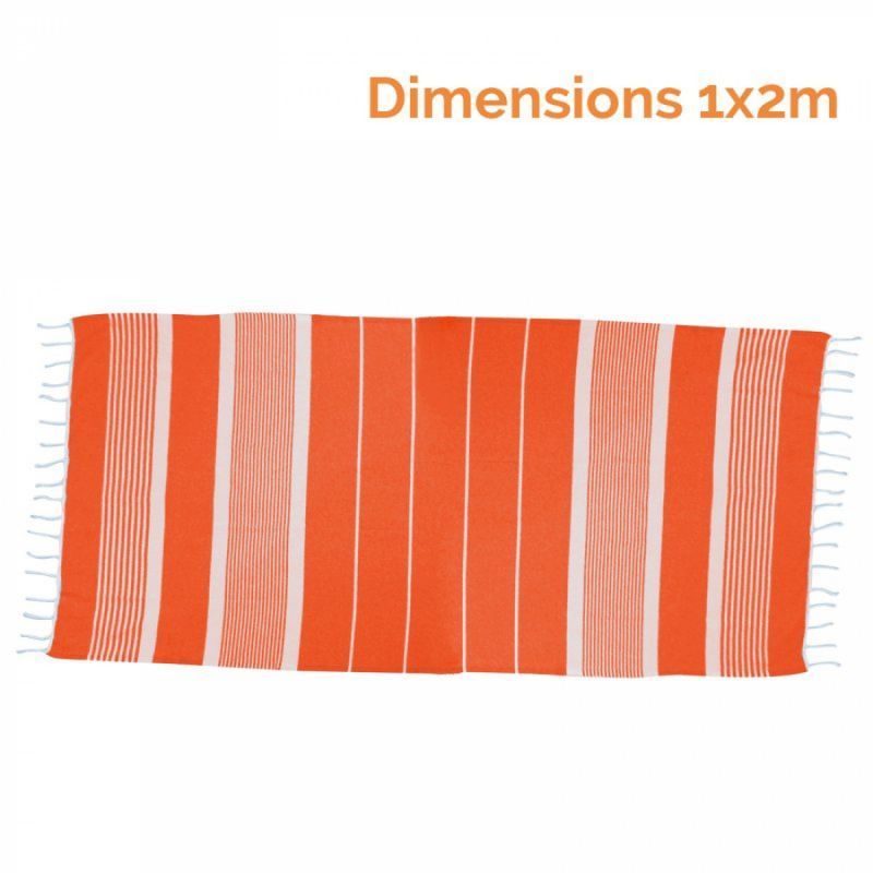 Fouta rayures fines - Orange et blanc