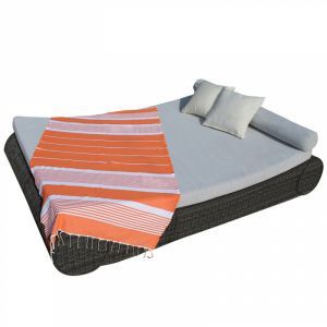 Fouta rayures fines - Orange et blanc