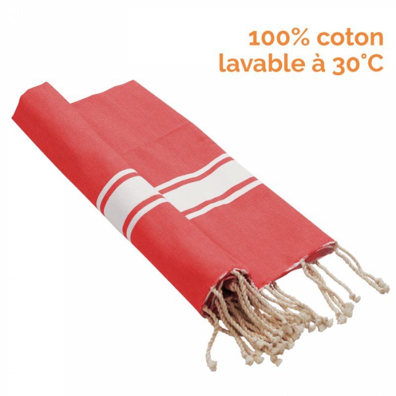 Fouta bande simple - Rouge vermeil