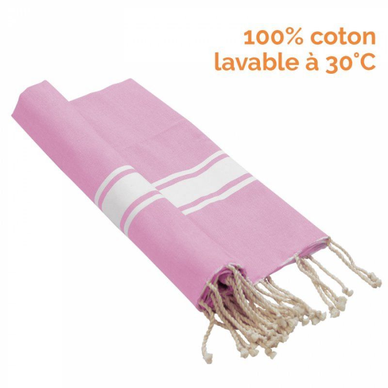 Fouta bande simple - Rose pâle