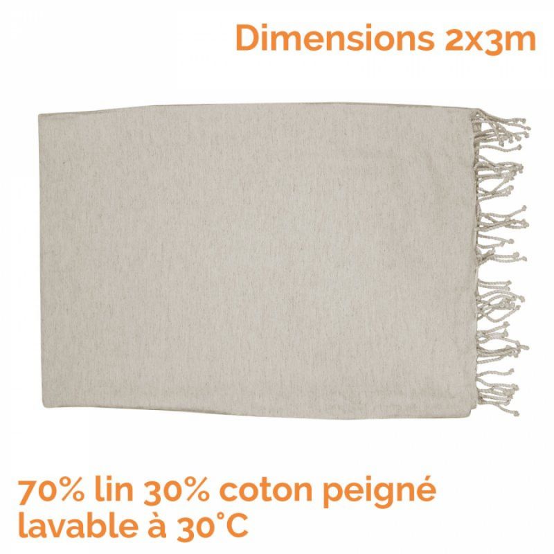 Fouta XXL unie - Lin chiné