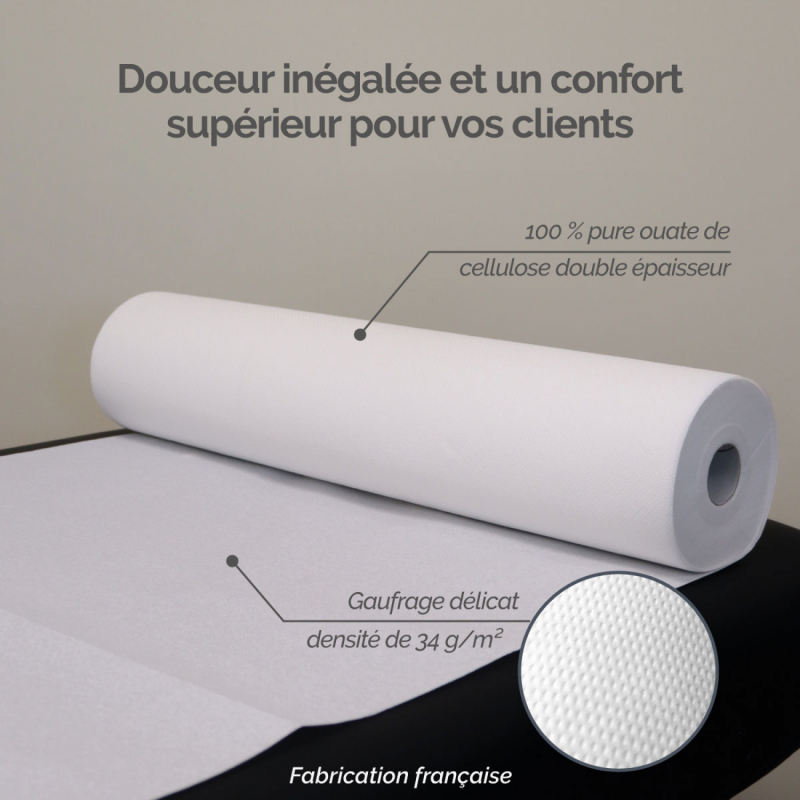 Lot de 4 draps d'examen gaufré - 60cm x 50m - 34g/m2