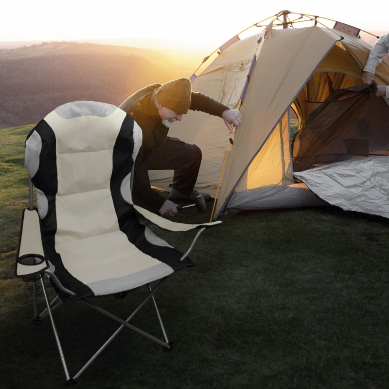 Chaise de camping pliable - Beige