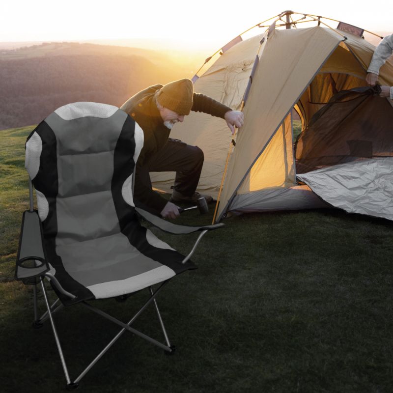 Chaise de camping pliable - Gris