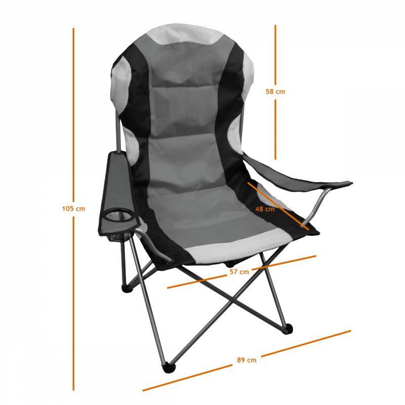 Chaise de camping pliable - Gris