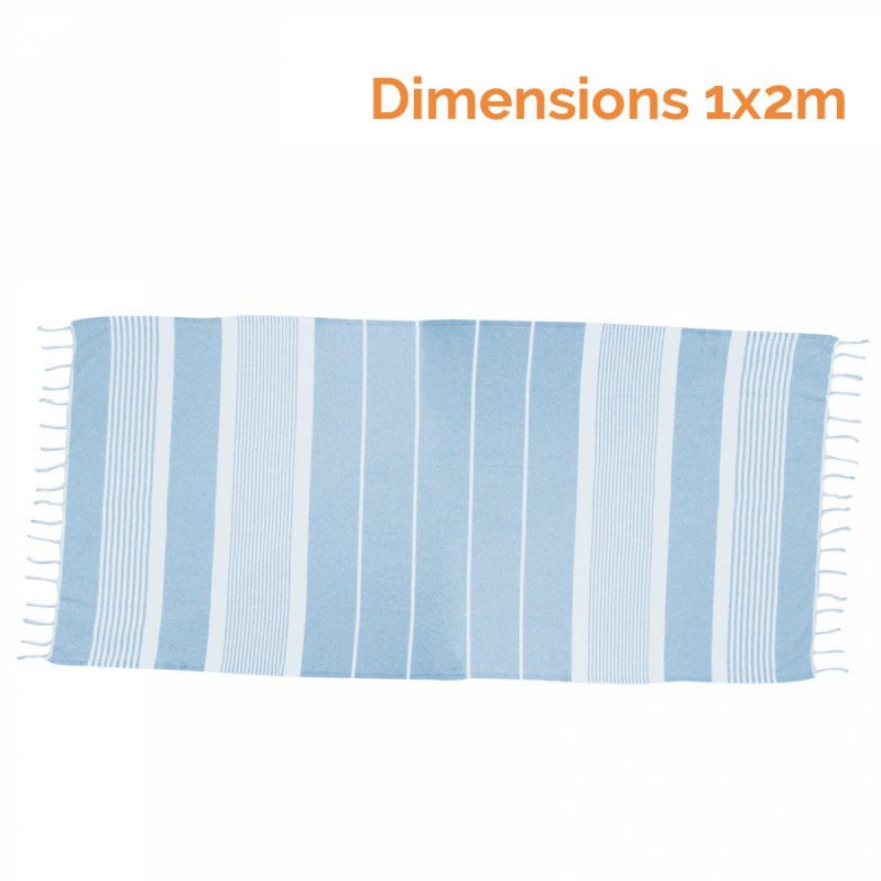 Fouta rayures fines - Bleu ciel et blanc