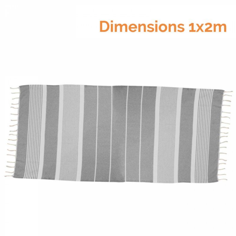 Fouta rayures fines - Gris clair et blanc