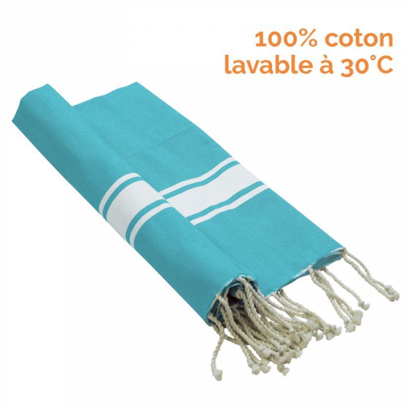 Fouta bande simple - Bleu turquoise