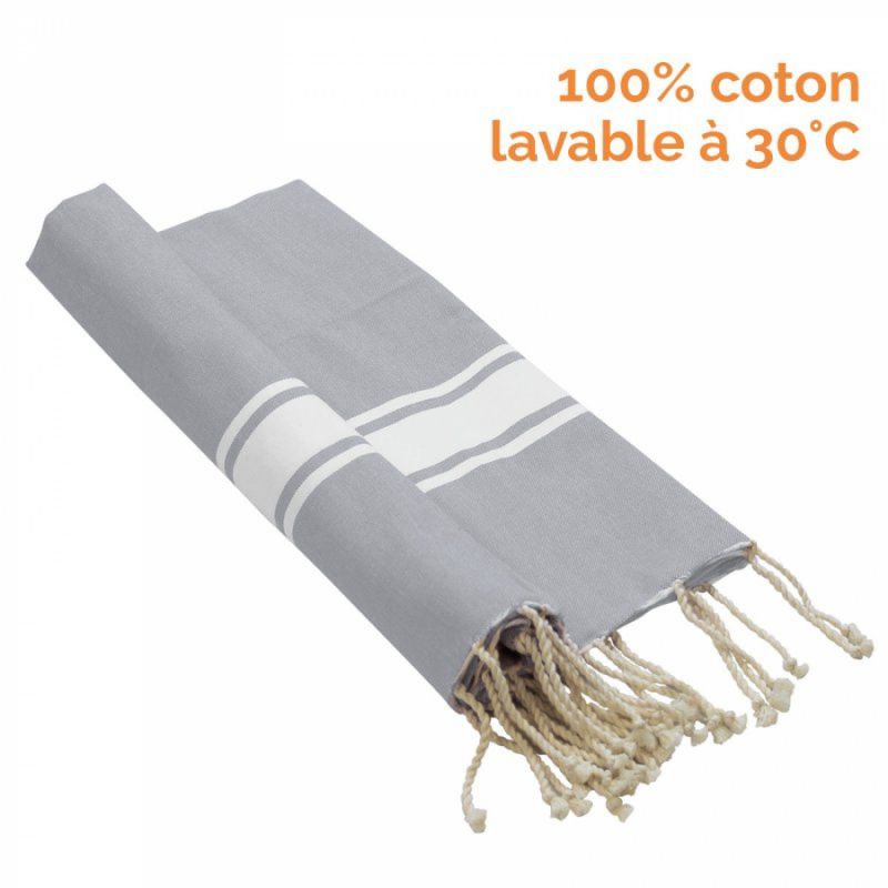 Fouta bande simple - Gris clair