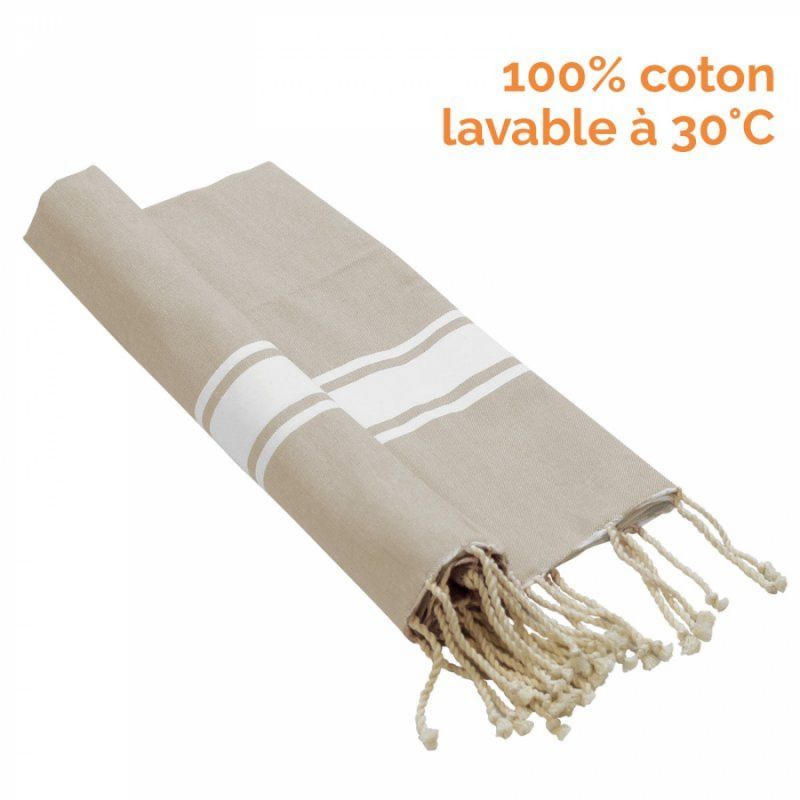 Fouta bande simple - Beige lin