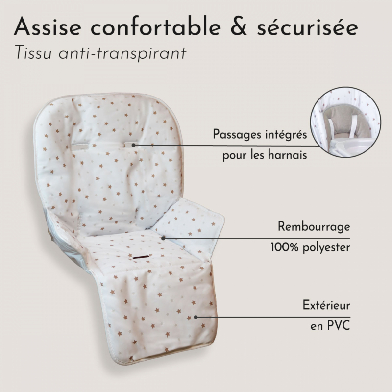 Housse d'assise pour chaise haute Ptit - Celeste