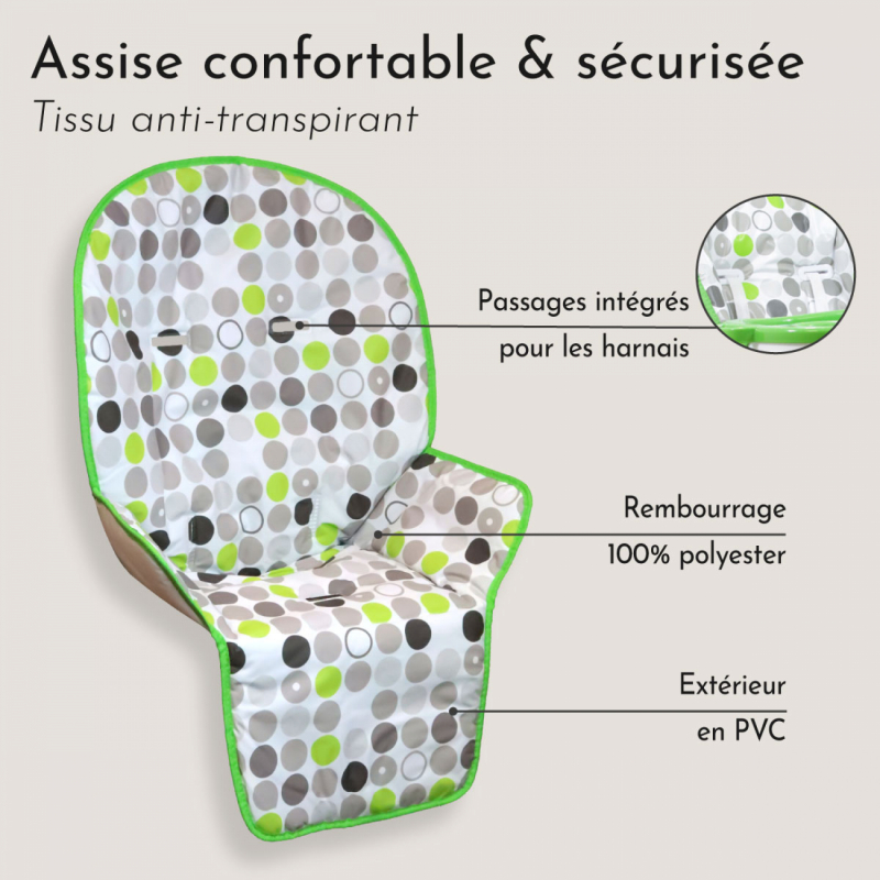 Housse d'assise pour chaise haute Ptit - Olive