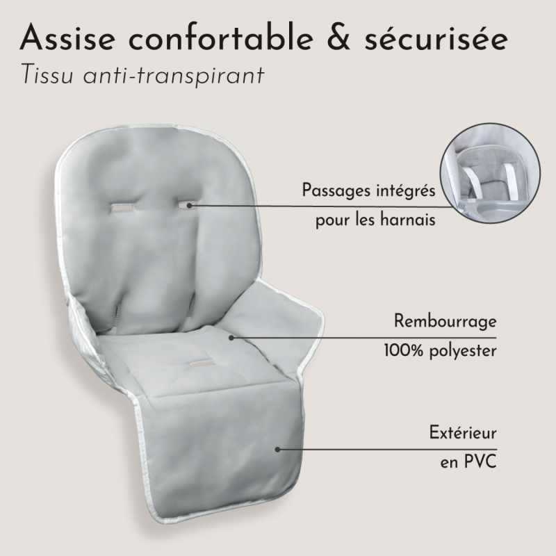 Housse d'assise pour chaise haute Ptit - Perle