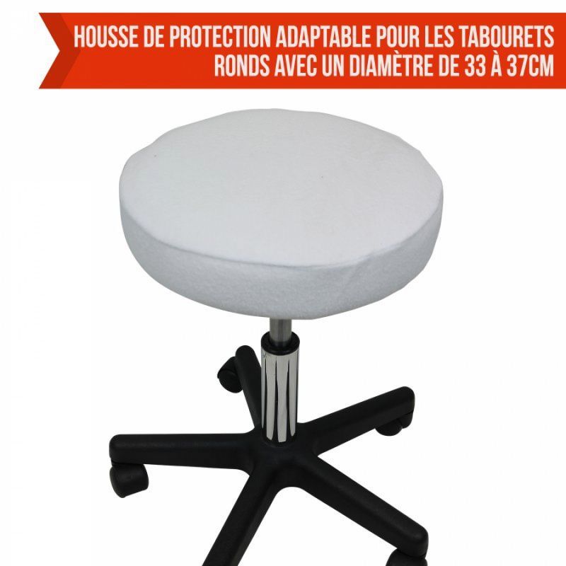 Drap-housse pour tabouret - Rond - Éponge - Blanc