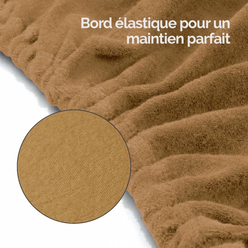 Drap-housse pour tabouret - Rond - Éponge - Marron clair