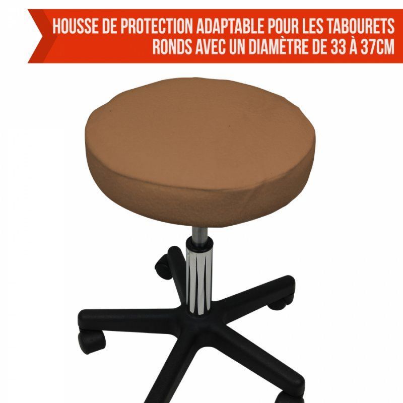 Drap-housse pour tabouret - Rond - Éponge - Marron clair