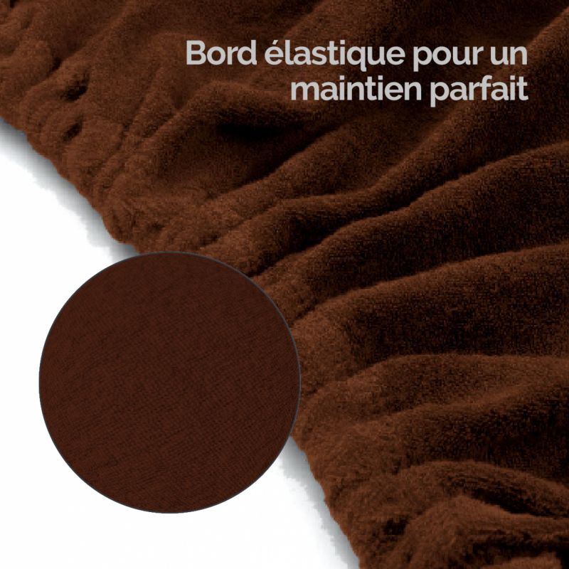 Drap-housse pour tabouret - Rond - Éponge - Marron foncé