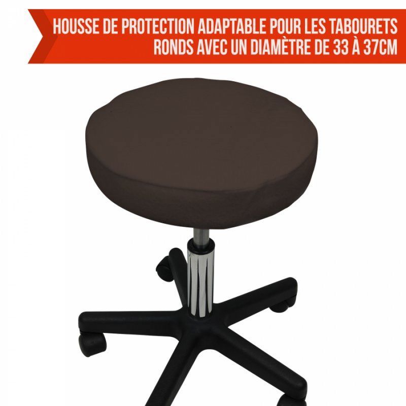 Drap-housse pour tabouret - Rond - Éponge - Marron foncé