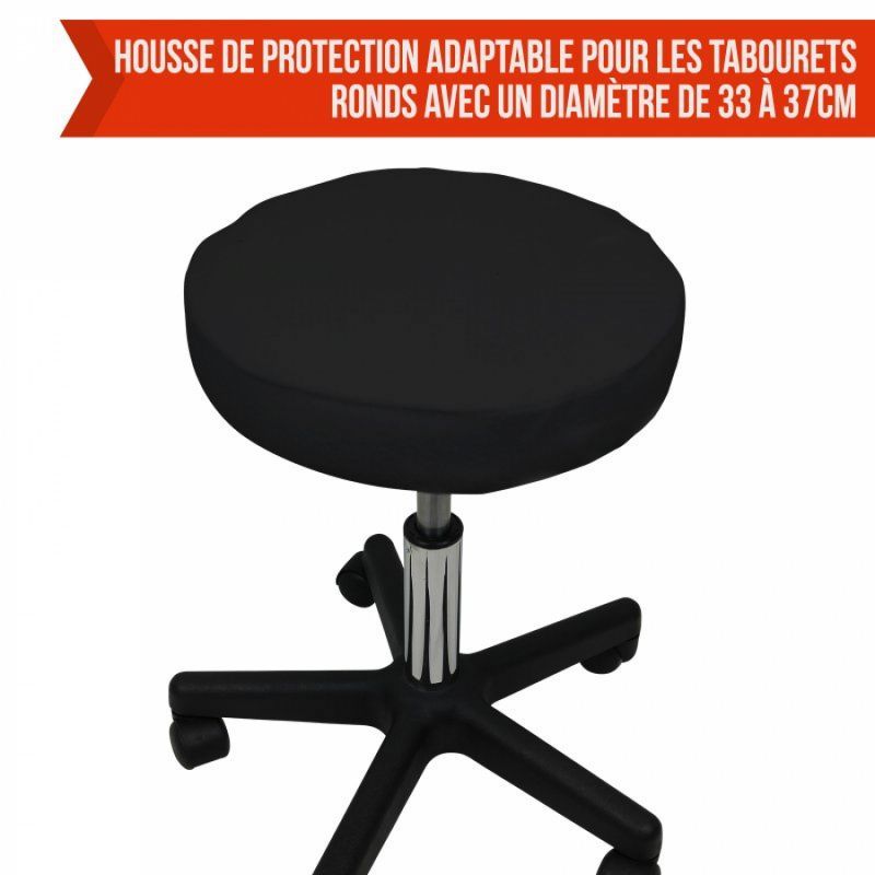 Drap-housse pour tabouret - Rond - Éponge - Noir