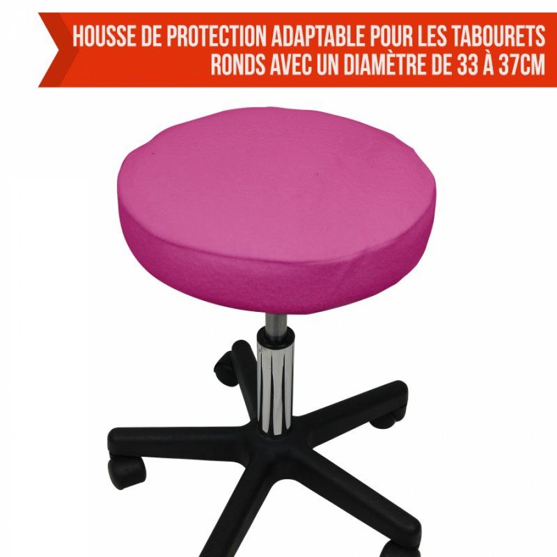 Drap-housse pour tabouret - Rond - Éponge - Rose