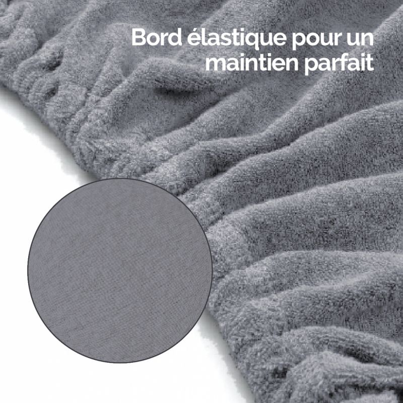 Drap-housse pour tabouret - Rond - Éponge - Gris