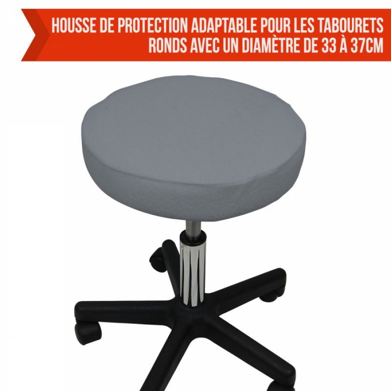 Drap-housse pour tabouret - Rond - Éponge - Gris