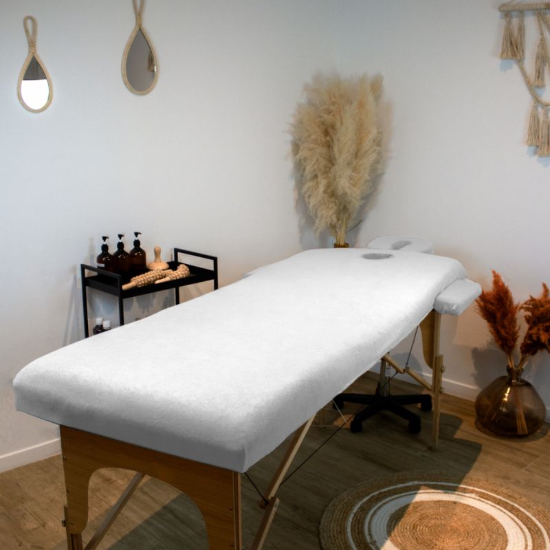 Kit complet de housses pour table de massage - Éponge - Blanc