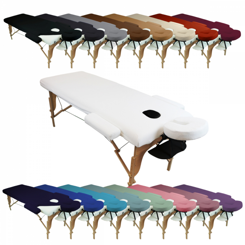 Kit complet de housses pour table de massage - Éponge - Blanc