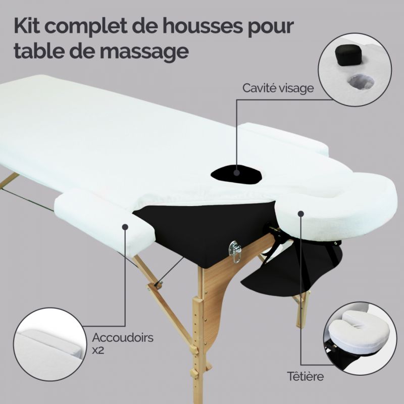 Kit complet de housses pour table de massage - Éponge - Blanc