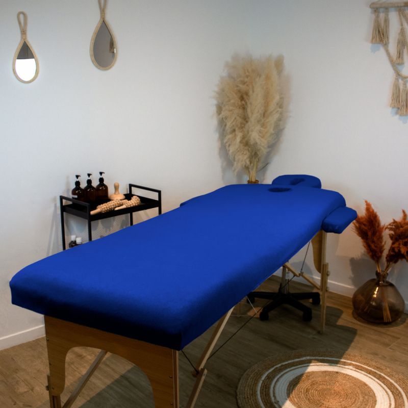 Kit complet de housses pour table de massage - Éponge - Bleu azur