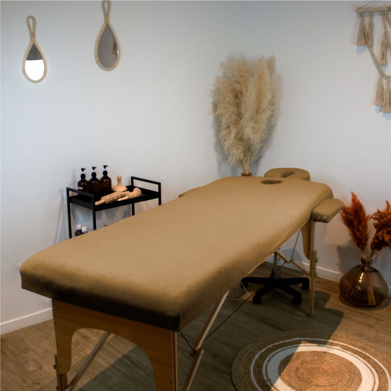 Kit complet de housses pour table de massage - Éponge - Marron clair